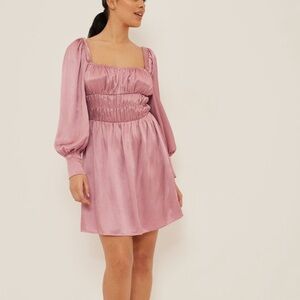 Long Sleeve Satin Mini Dress With Tags